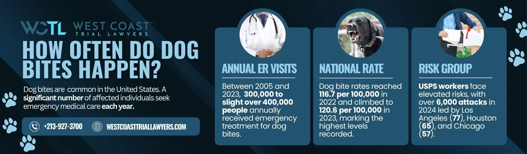 A detailed infographic about how often dog bites happen in the US.