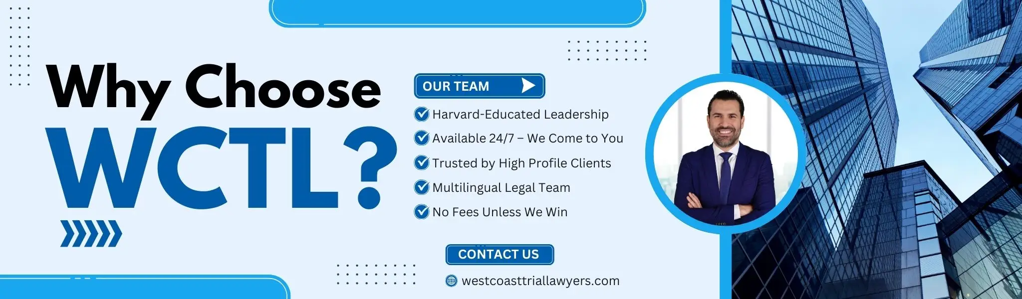 An infographic banner about why people should choose WCTL for their claim.