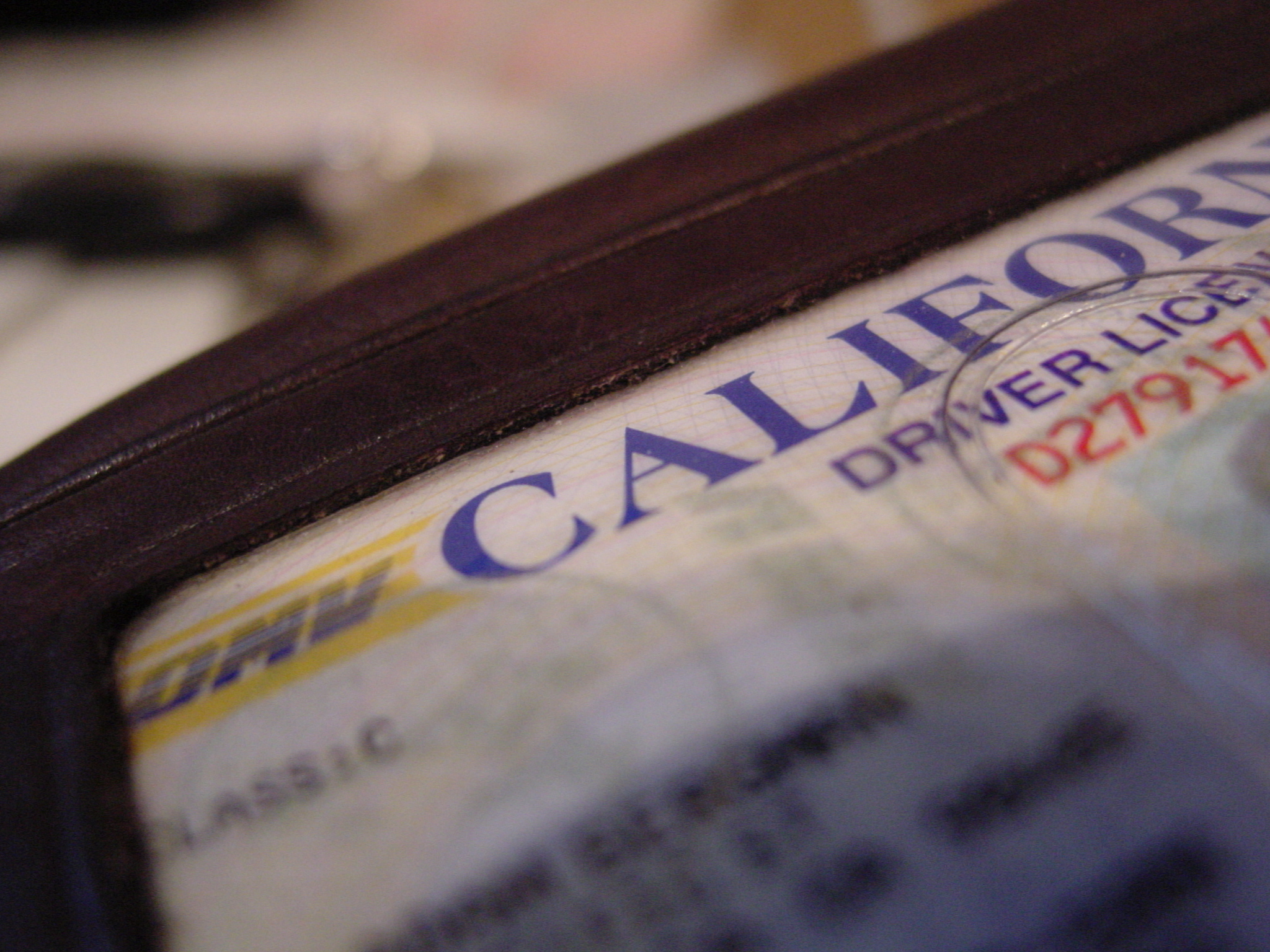 A person's California Driver's License. 