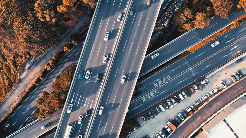 An overshot of a highway. 