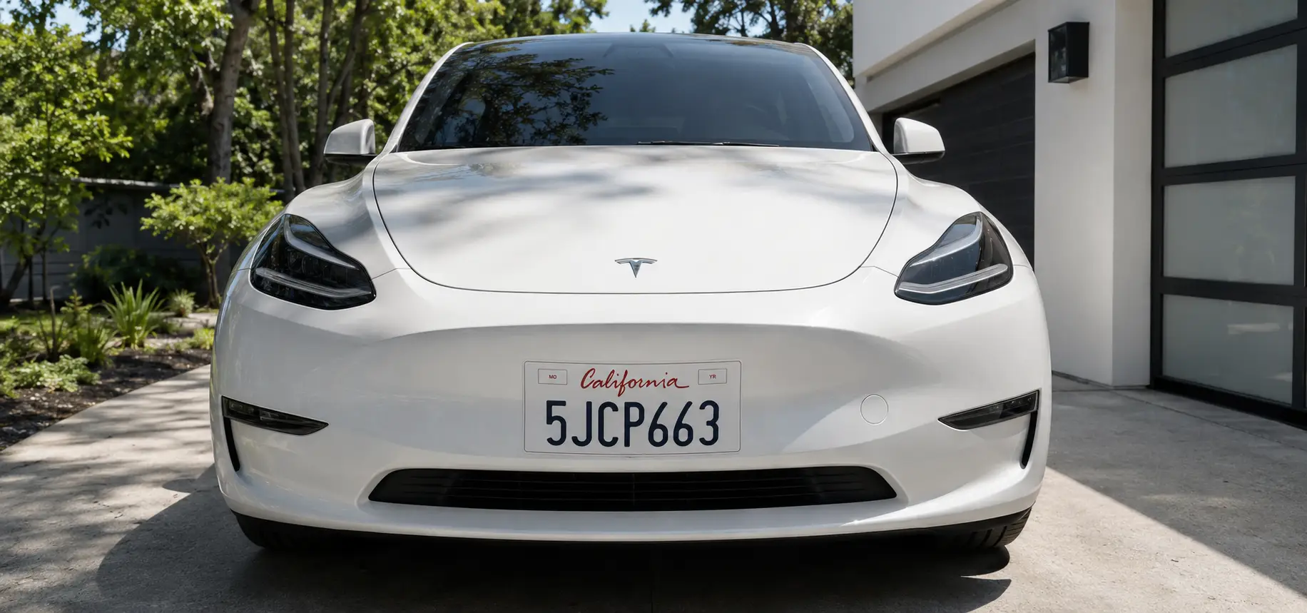A Tesla with a license plate wrap.