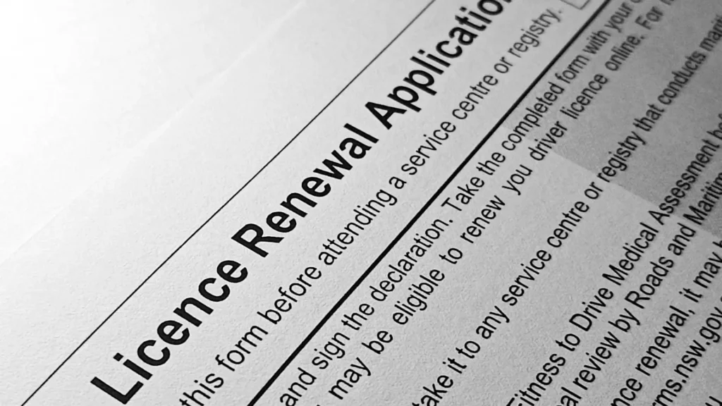 A drivers license renewal form.