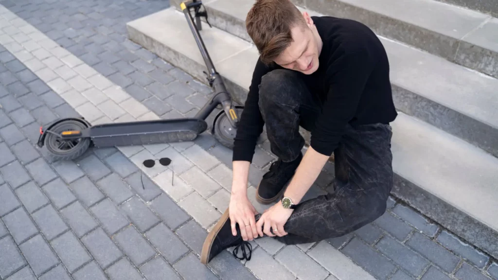 A man who hurt his ankle in a scooter accident.