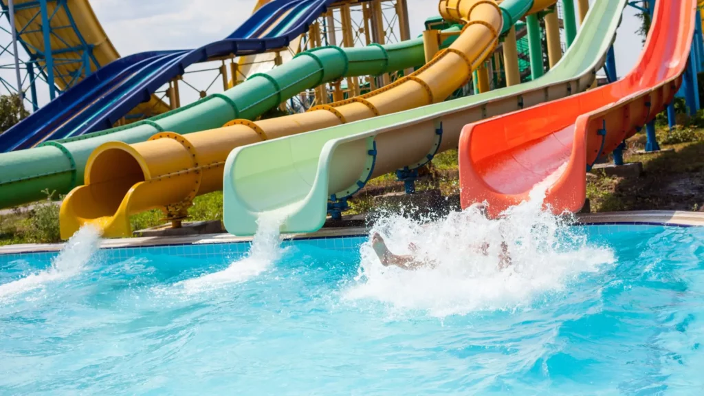 A waterpark ride with multiple slides.