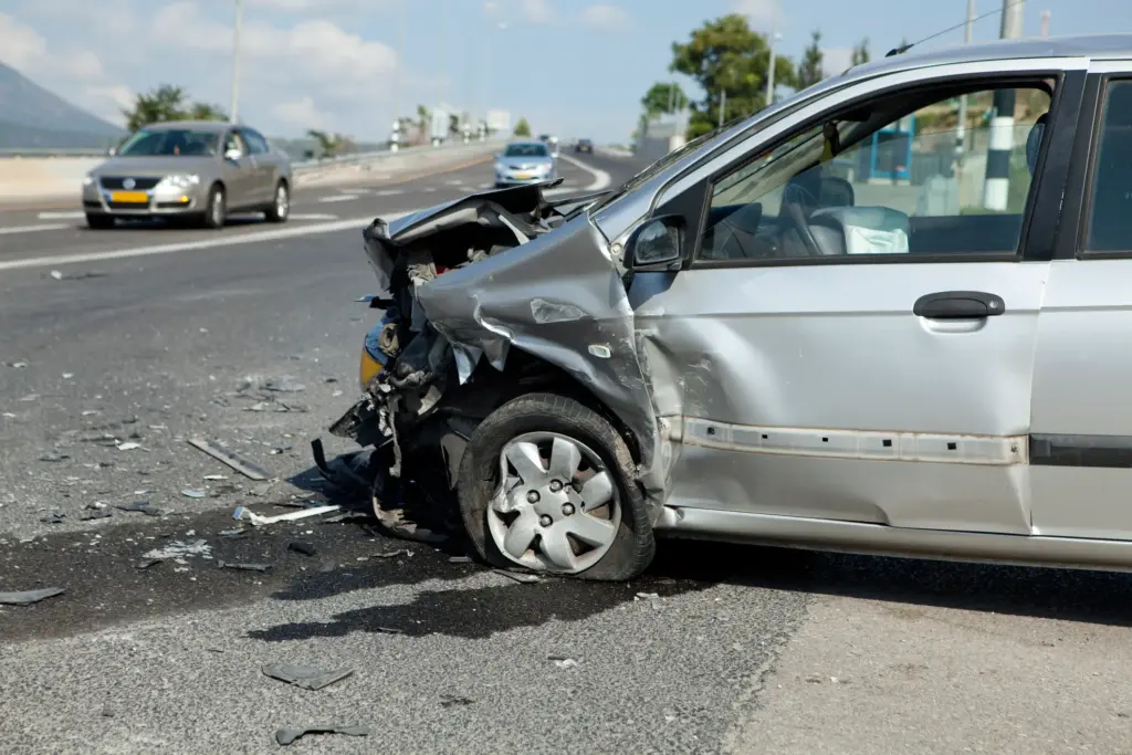 A car crash on a freeway after.