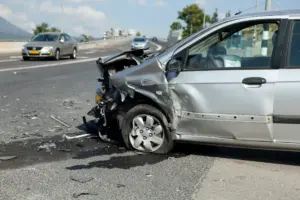 A car crash on a freeway after.