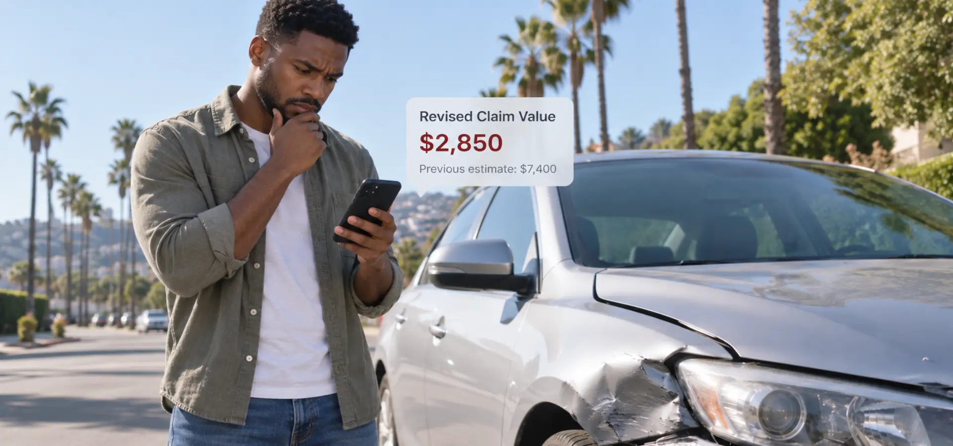 A man getting a revised insurance settlement that is lower from before.