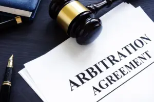 An arbitration agreement paperwork.