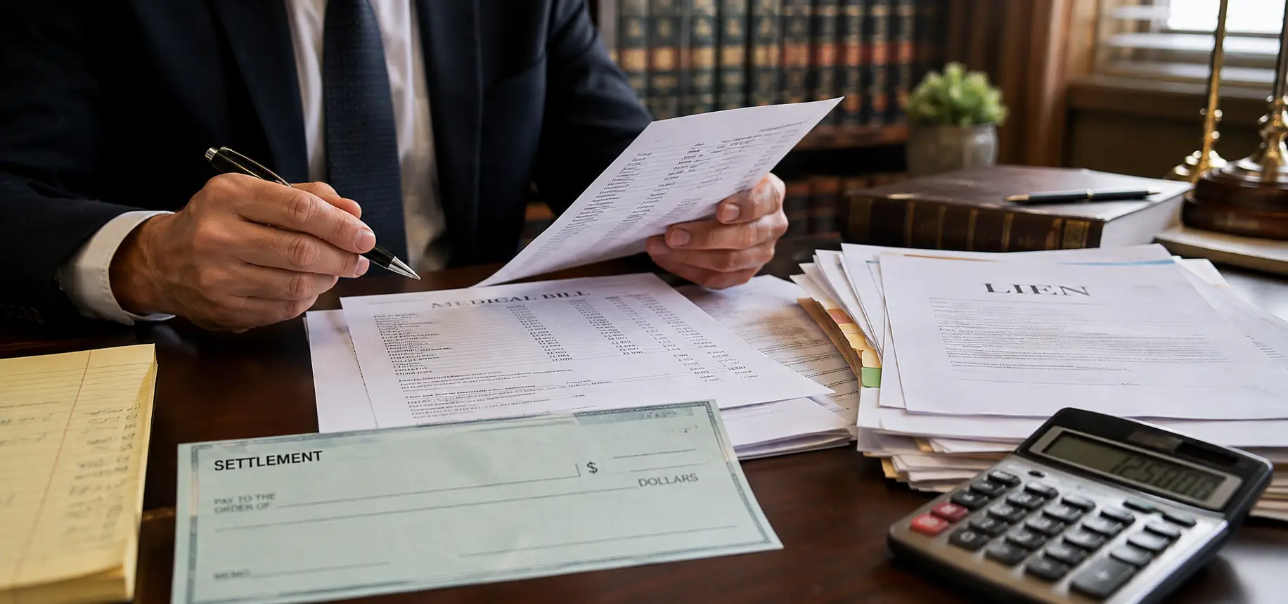 A lawyer processing paperwork.
