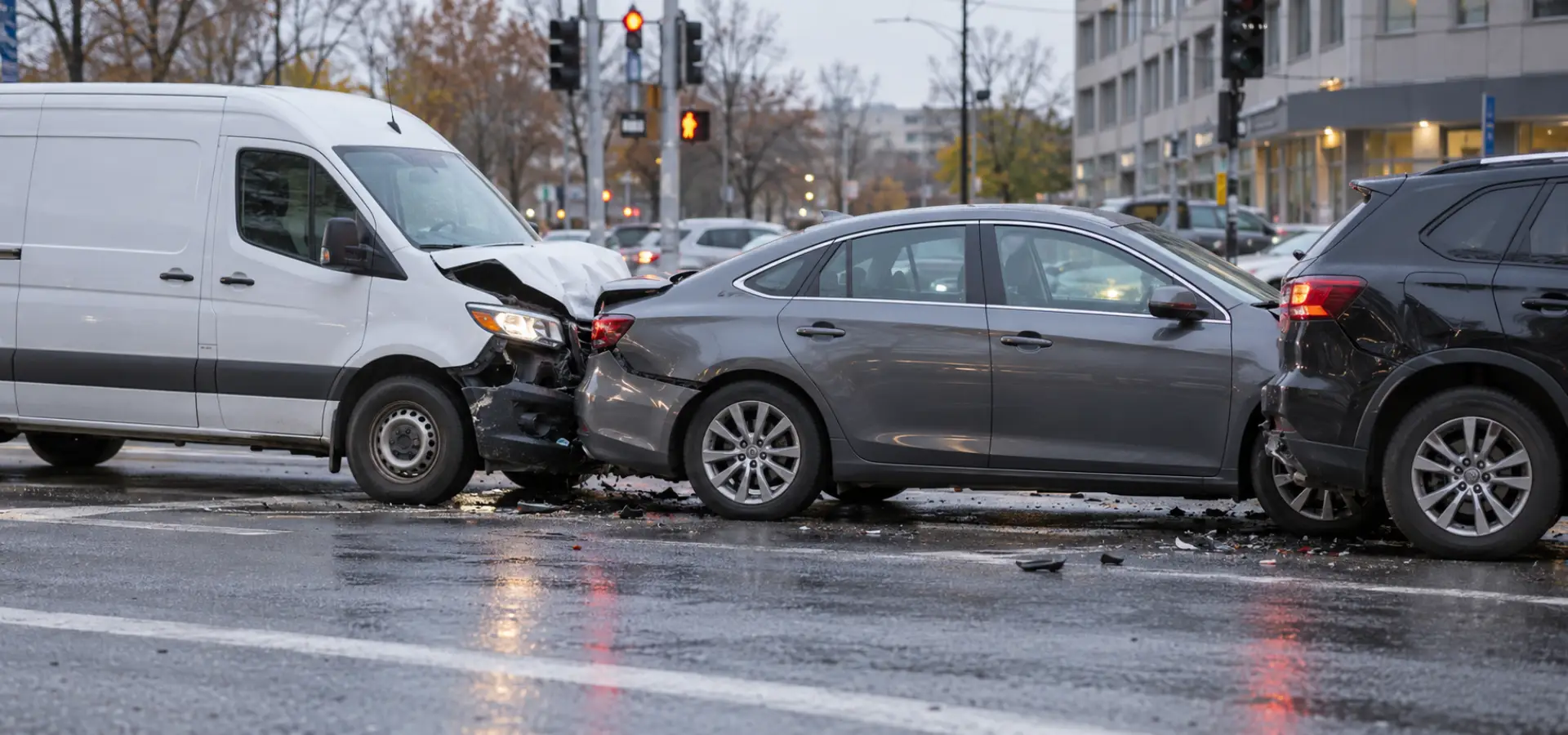 A multi-vehicle car accident.