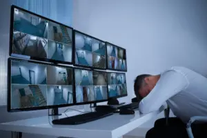 A sleeping security guard.