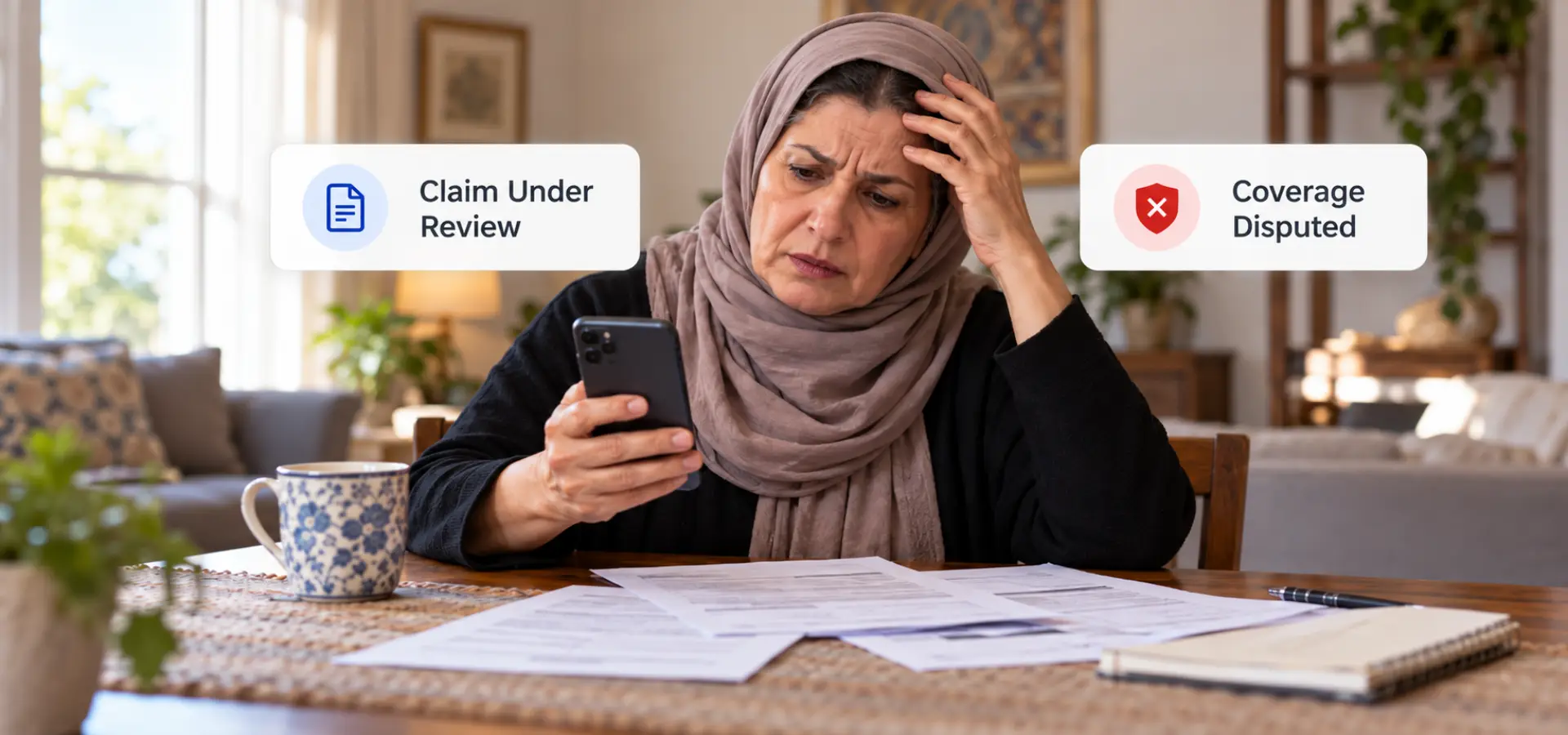 A woman getting confused about her rideshare accident claim.