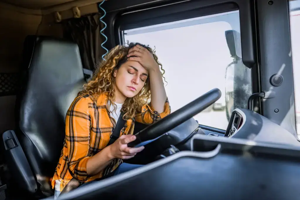 A sleepy truck driver. 