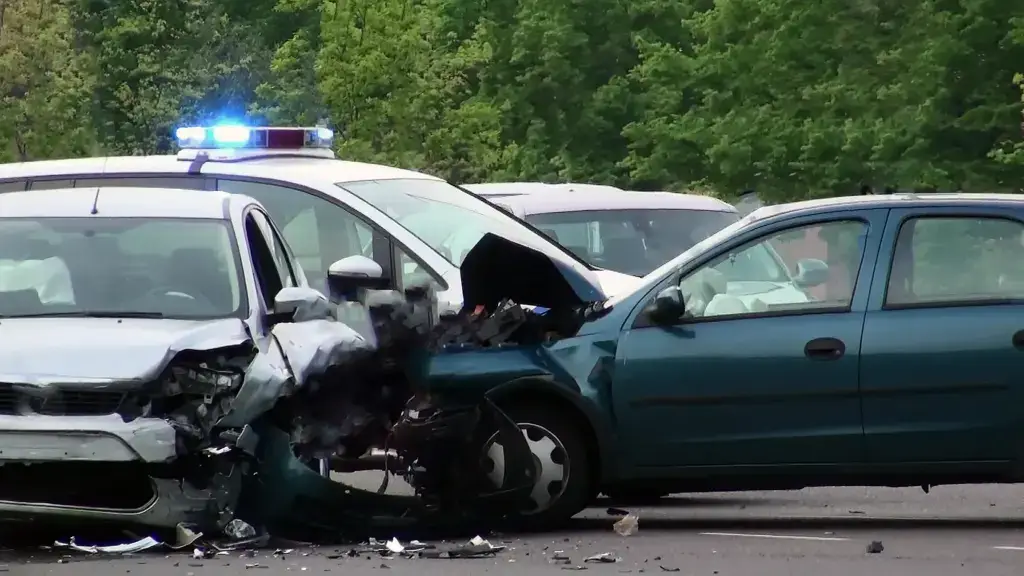 A t-bone accident at an intersection. 