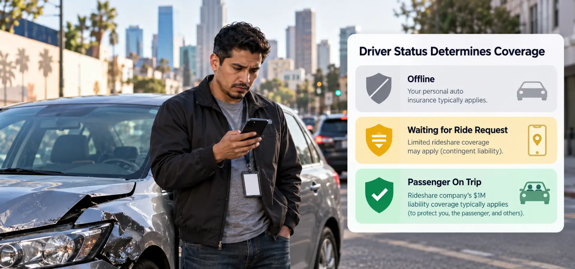 A man looking up if Uber or lyft can be held responsible for the accident.