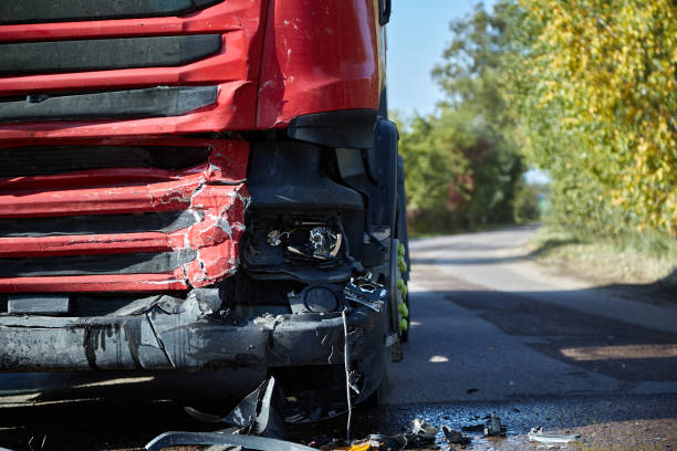 truck after a collision with car