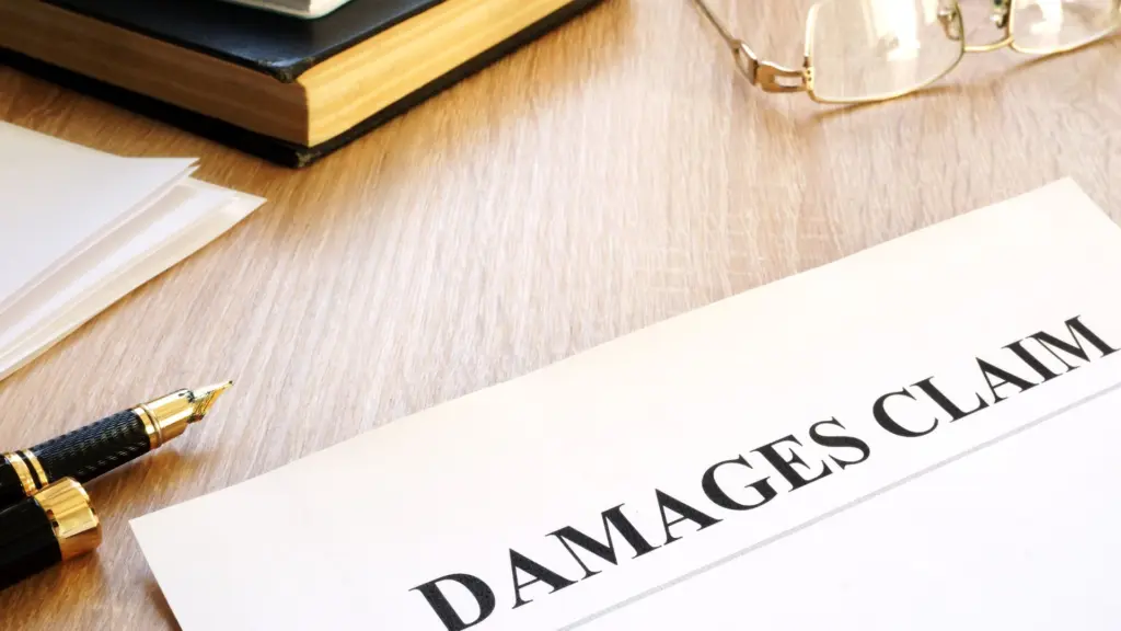 A damages claim form on t able.