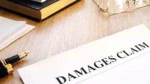 A damages claim form on t able.