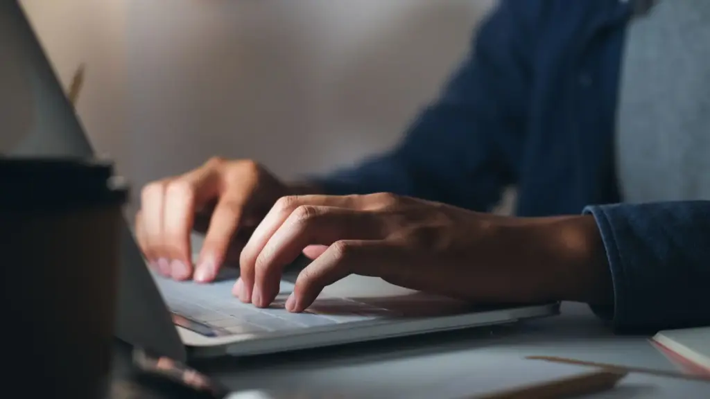 A person typing on a computer.