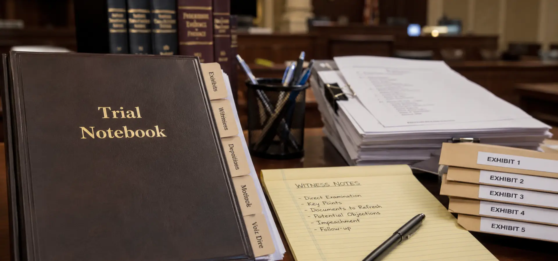 An attorney's material to prepare for trial.