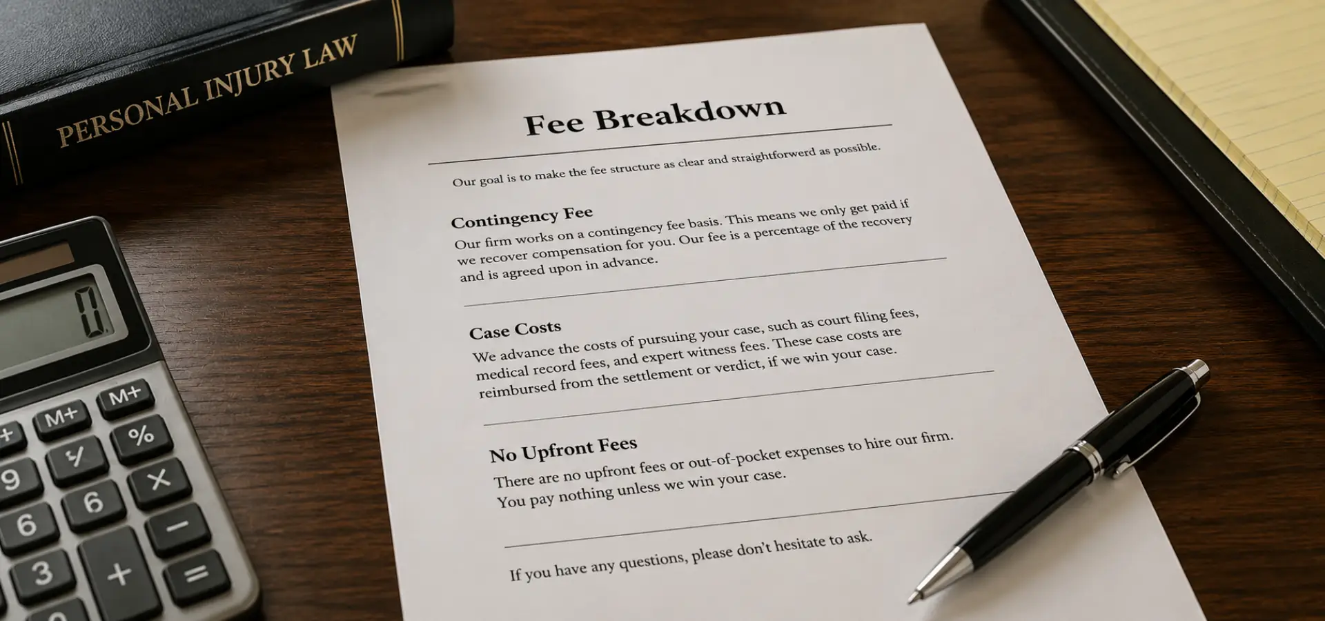 A Fee breakdown for an attorney's services.