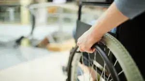 A person in a wheel chair.