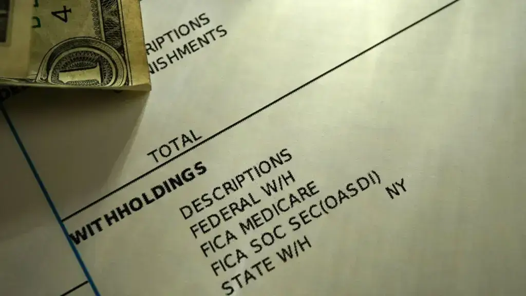 A person's pay stub.