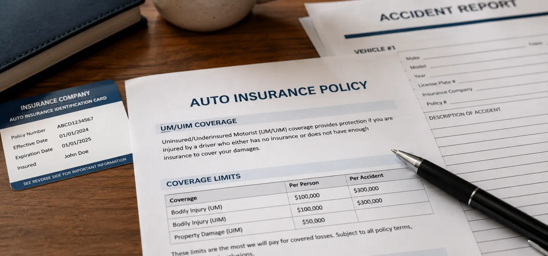 An uninsured car accident form with other insurance information.