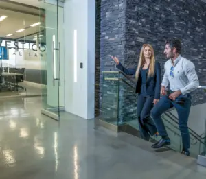 Liana guiding a client into the WCTL office.