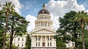 A shot of a California government building. 
