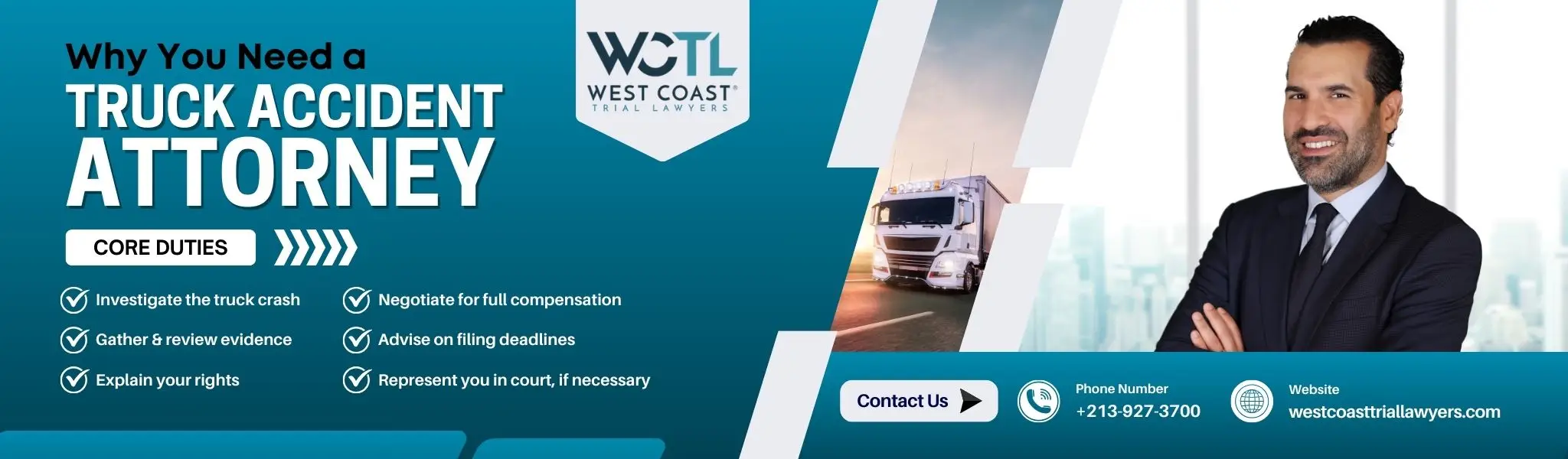 An infographic banner about why people need a truck accident lawyer in the event of an accident.