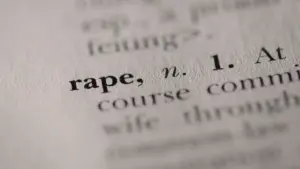 The definition of the word 'rape' in a dictionary. 