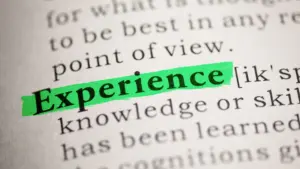 The word 'Experience' highlighted in green. 