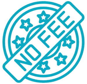 A no fee icon. 