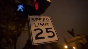 A 25 miles per hour speed limit at night.
