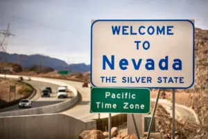 The Nevada State sign.