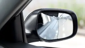 A broken side mirror.