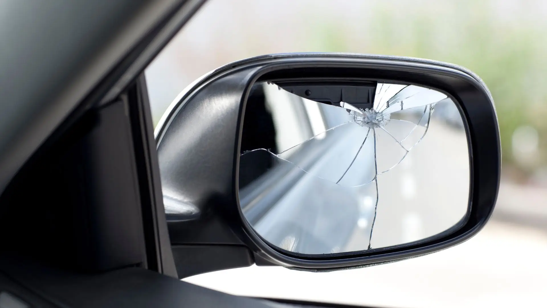 A broken side mirror.