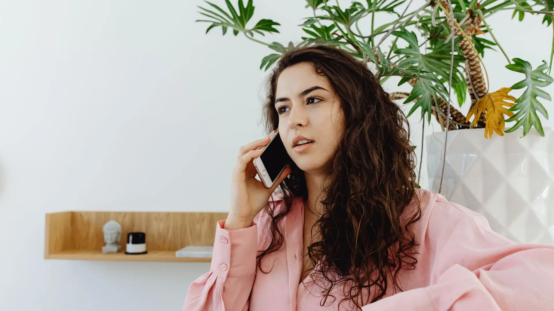 A woman on the phone.