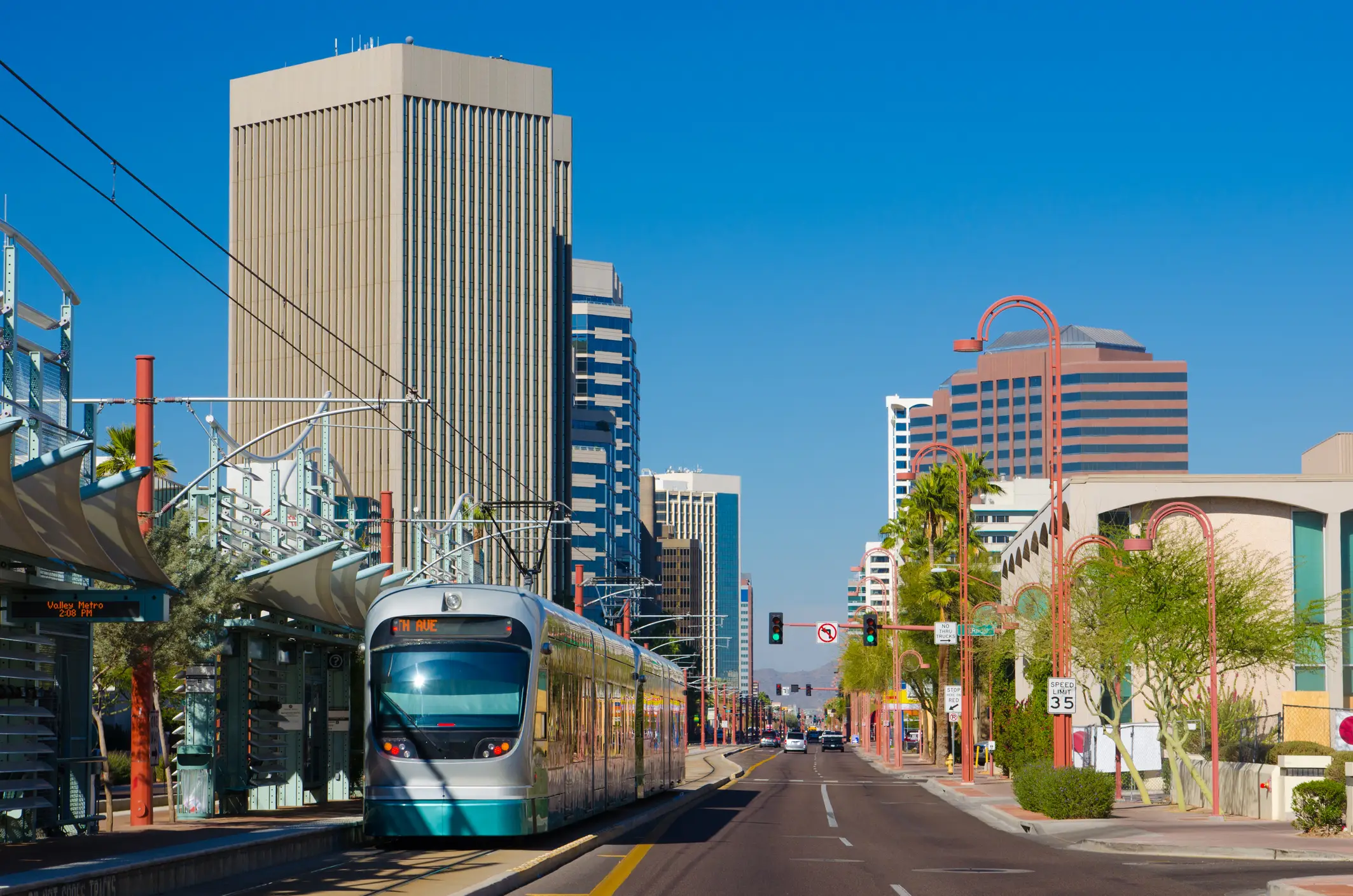 A shot of the street in Downtown Phoenix.