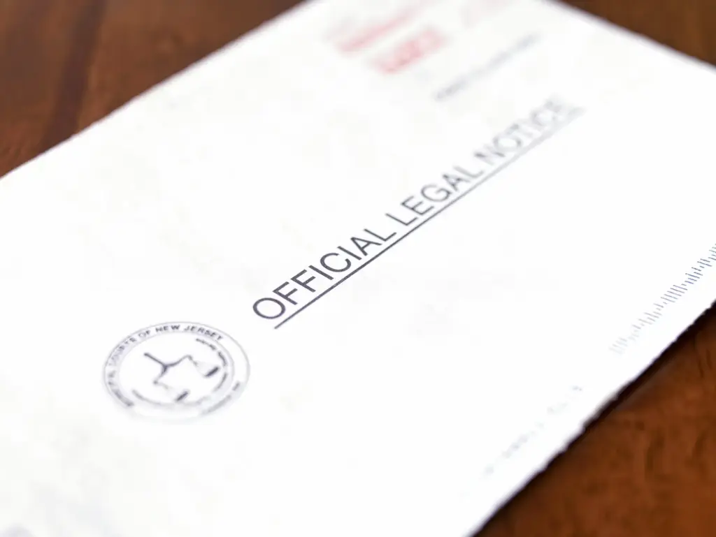 A legal demand letter in an envelope.