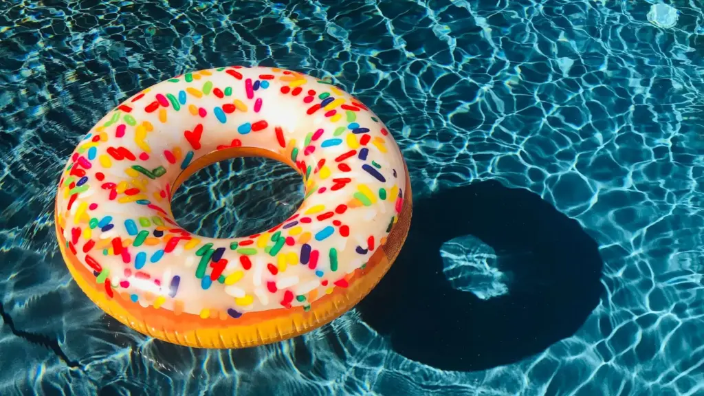 A donut floatie in a pool.