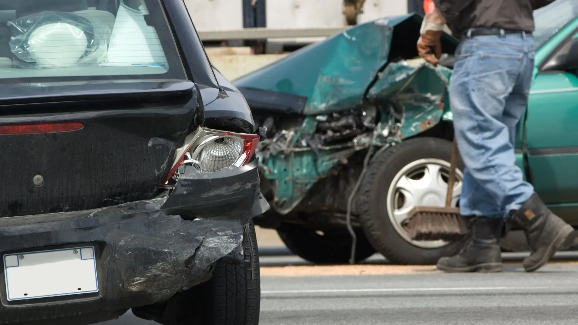 An aftermath of a car crash.