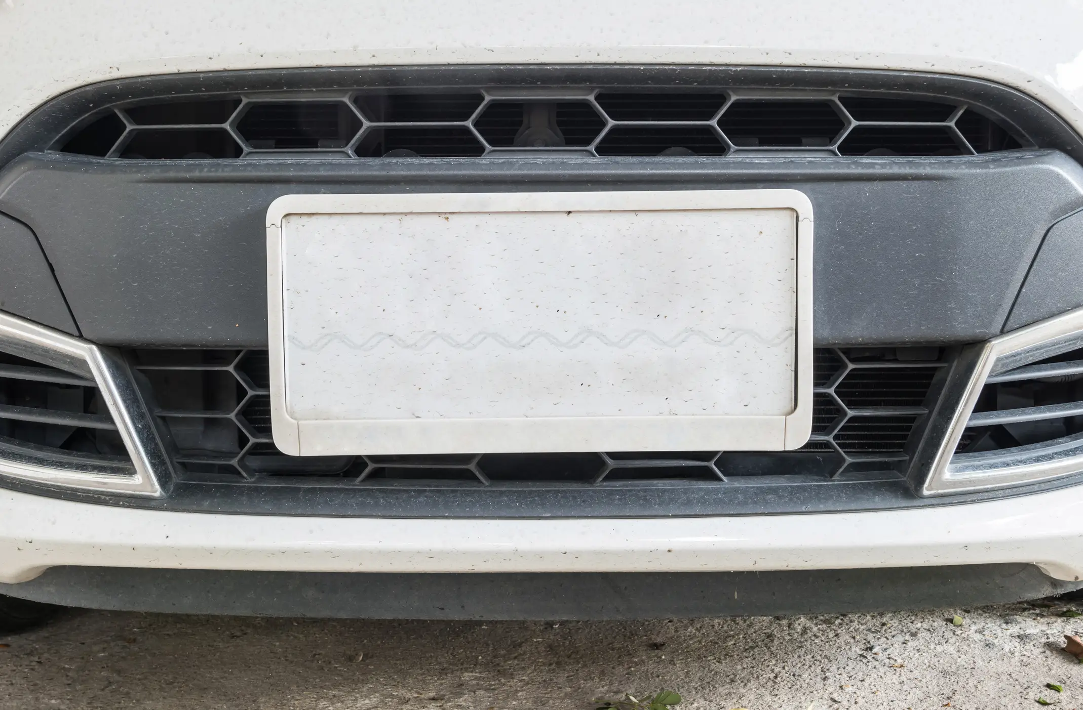A car with a license plate cover.