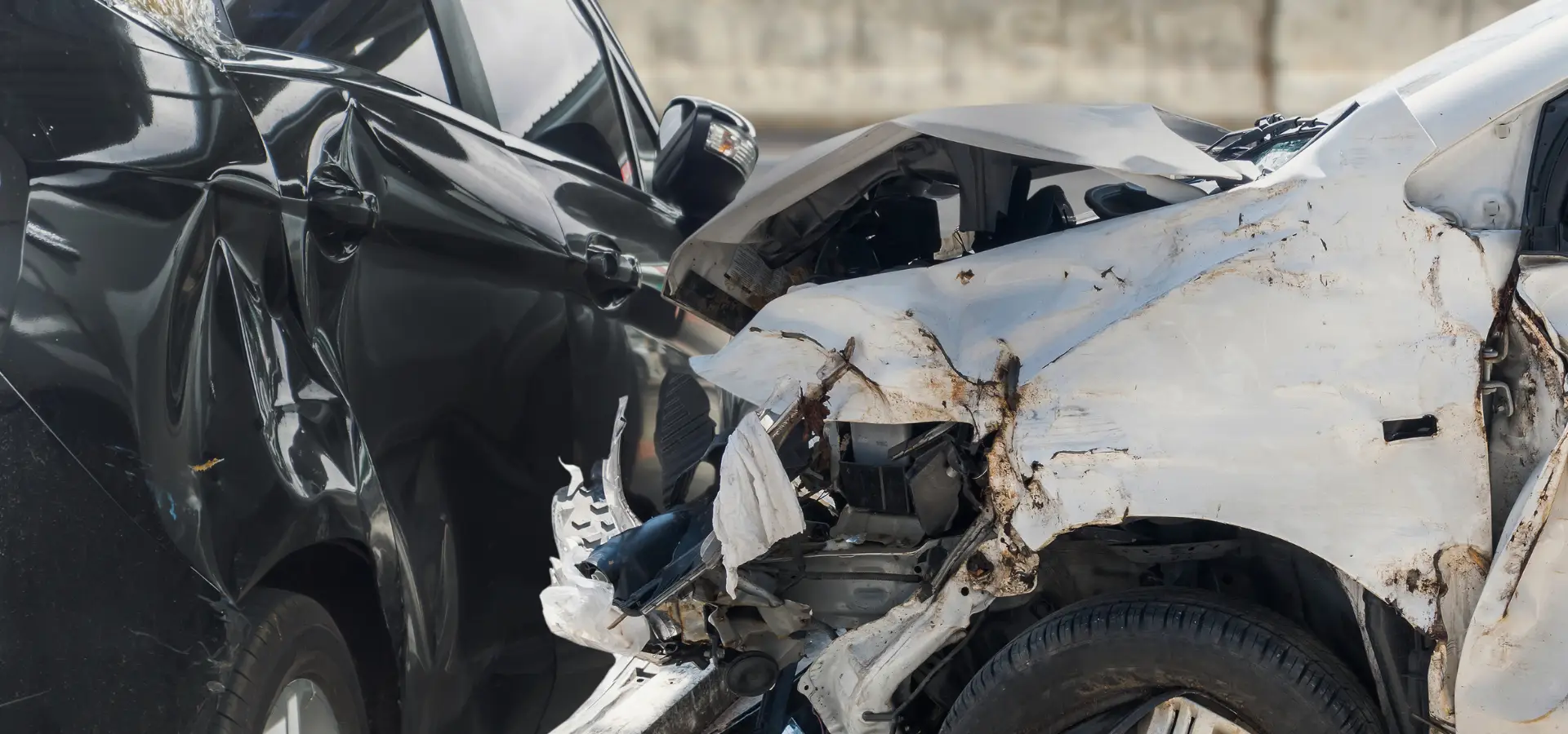 A close up of a car crash.
