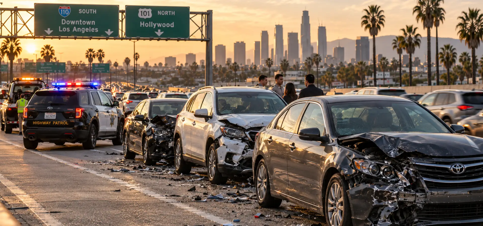 A multi-car collision on a LA freeway.